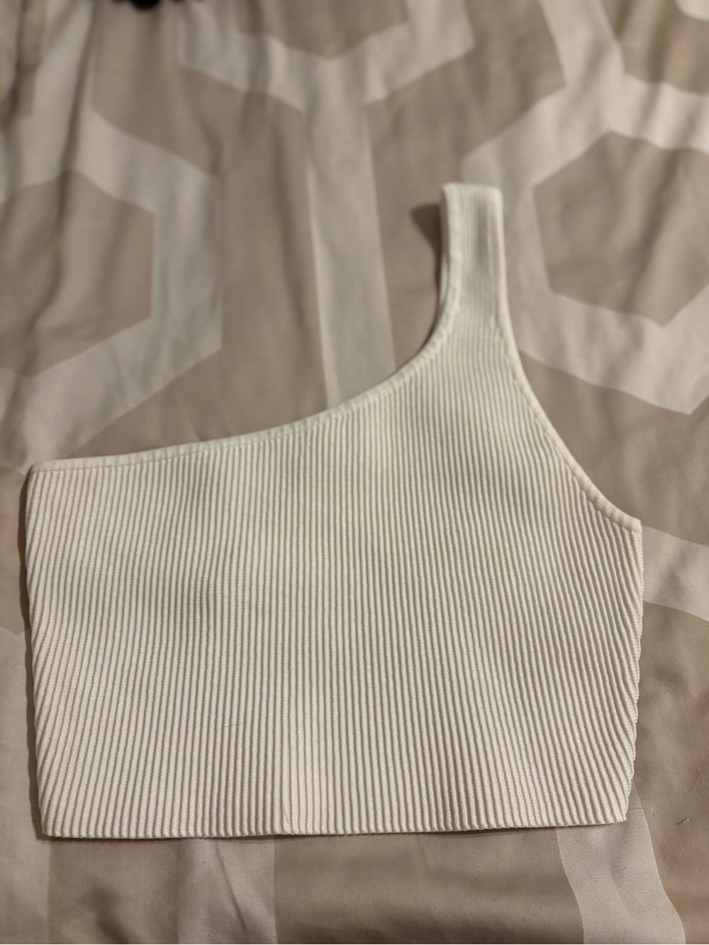 Babaton One-Shoulder Ribbed Crop Top - Cream